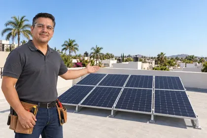 Paneles solares instalados en una azotea de Culiacán