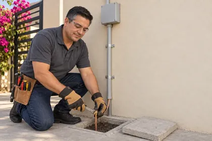 Varilla de tierra física instalada por electricista en Culiacán